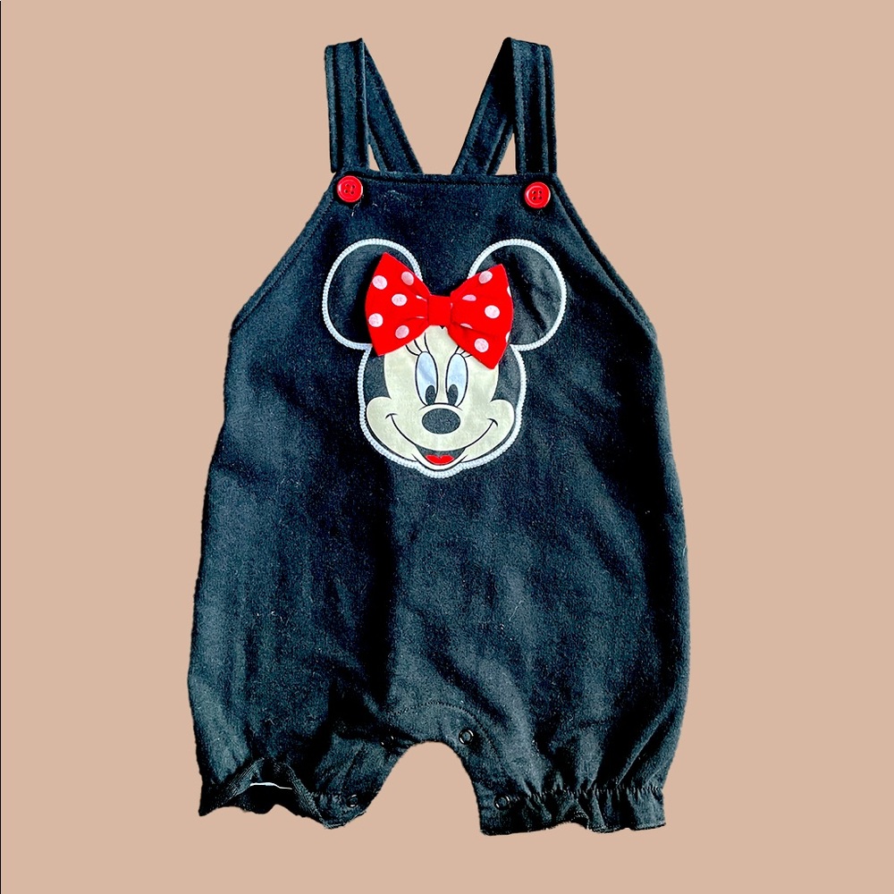 Disney Baby Minnie Mouse Shorts Overall Style Romper with 3D Bow Black 12M